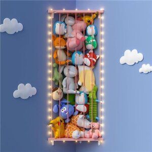 Corner Stuffed Animal Storage Toy Organizer - Stuffed Animals Holder with LED